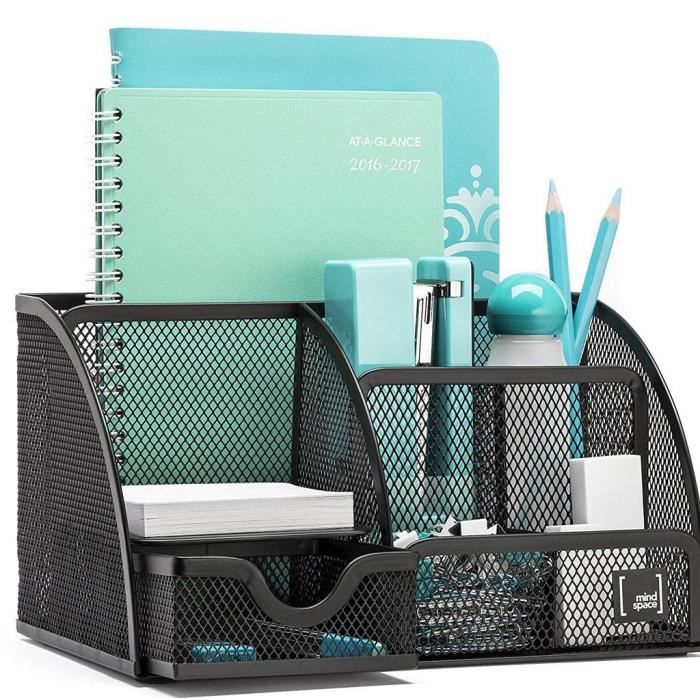 Organisateur De Bureau Papeterie Organizer Pot A Stylo Titulaire 6 Composants En Metal Avec Tiroir Achat Vente Pot A Crayon Organisateur De Bureau Cdiscount
