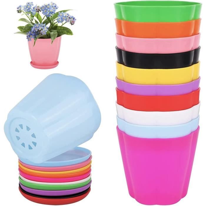 Lot De 50 Pots De Semis En Plastique LATERN - 15 Cm De Diamètre, Avec Trous De Drainage, Réutilisables