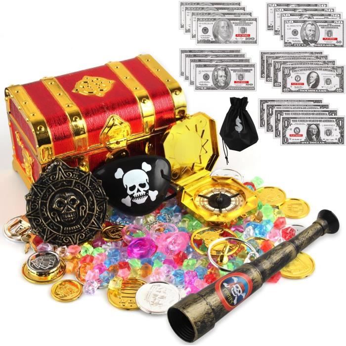 Trésor De Pirate - 50 Pièces D'or + 50 Pierres Précieuses - Pour Chasse Au Trésor, Fête Anniversaire, Décoration
