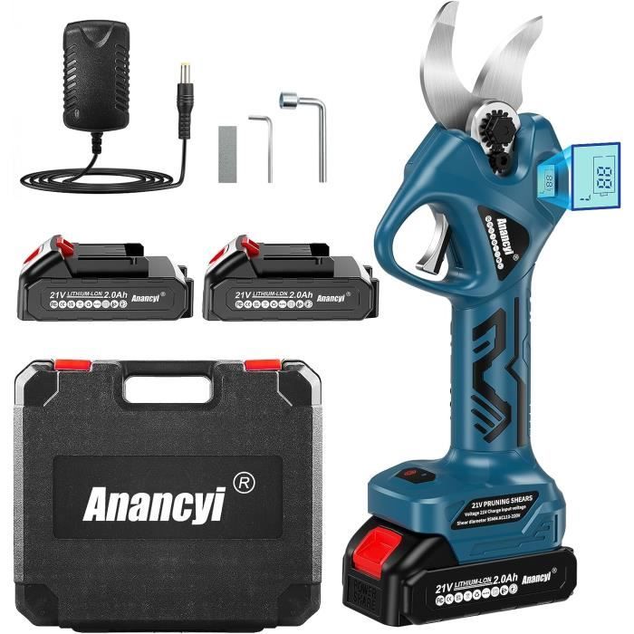 Sécateur électrique Sans Fil 650W - Moteur Sans Balais, 2 Modes Coupe (20mm/30mm), écran LED, Lames Acier Carbone