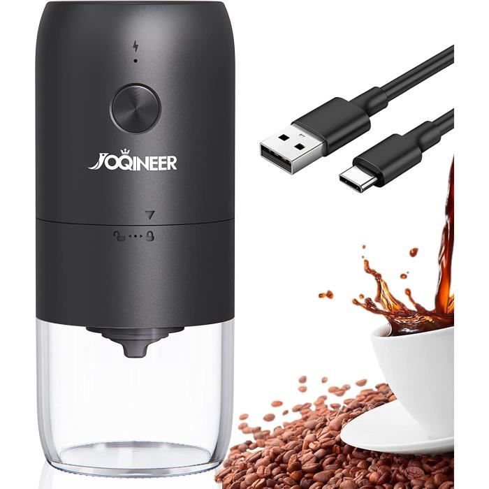Moulin à Café Électrique Portable, Disque de Broyage en Céramique Réglable, Rechargeable, Adapté