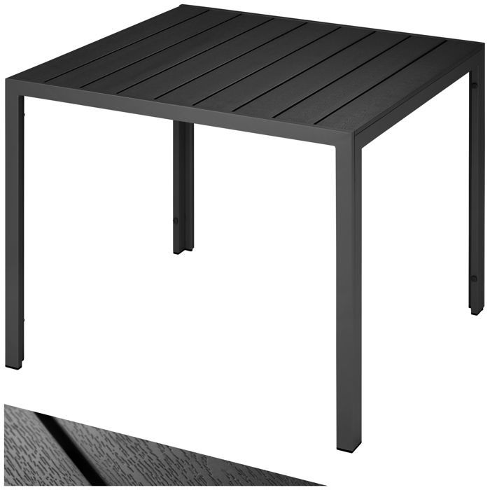 TECTAKE Table de jardin carrée MAREN pieds réglables 90 x 90 cm x 74,5 cm