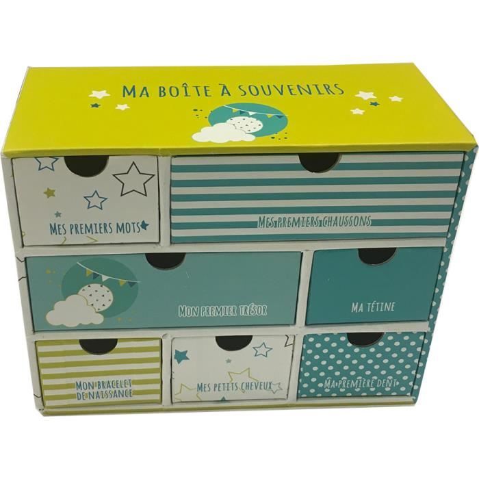 Coffret Souvenirs De Naissance Bebe 7 Boites Vert Cdiscount Puericulture Eveil Bebe