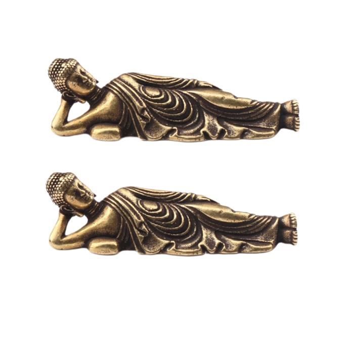 FIMWOLZ Mini Statue Bouddha Vintage Laiton - Figurine Poche 2,9cm Décor Bureau Maison - Noir