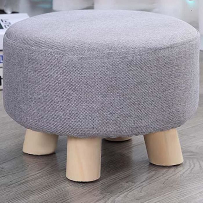 Petit Repose-pieds Rond - Fausse Fourrure Lapin Gris clair