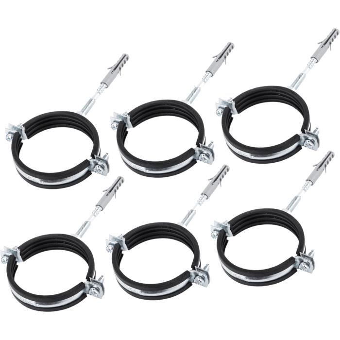 Lot De 4 Supports De Tuyau Avec Revêtement Caoutchouc - Pour Tuyaux De 200 Mm, Montage Mural/plafond