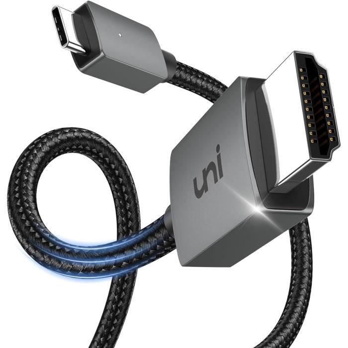 Câble Adaptateur Type-C Vers HDMI 2m Noir - 4K Ultra HD 1080P + USB - Pour PC, Téléphone, Tablette