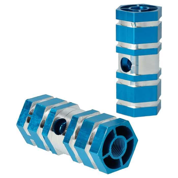 vhbw Repose-pieds pour vélo, BMX, VTT - Pegs de 6,6 x 2,5 cm, bleu