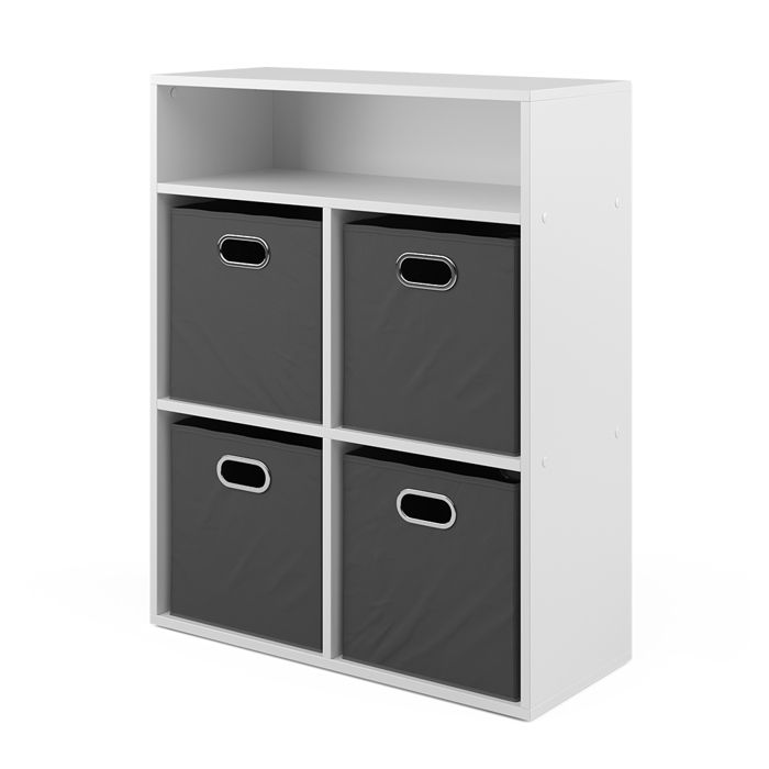 Bibliothèque 72x90.2cm avec 4 boîtes pliantes Blanc Vicco 37014