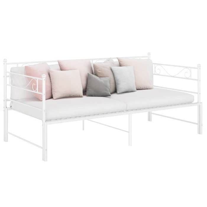 vidaXL Cadre de canapé-lit extensible Blanc Métal 90x200 cm Blanc
