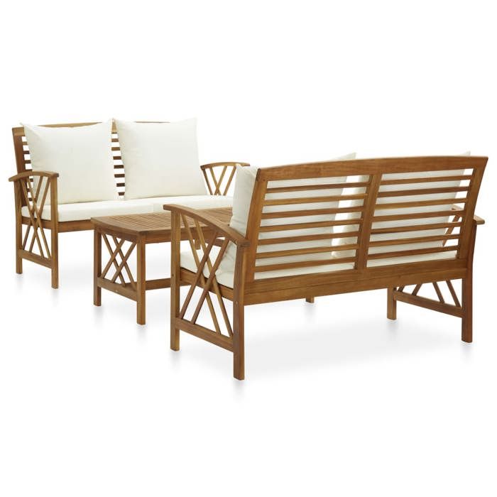 vidaXL Salon de jardin 3 pcs Bois d'acacia massif - vue 7