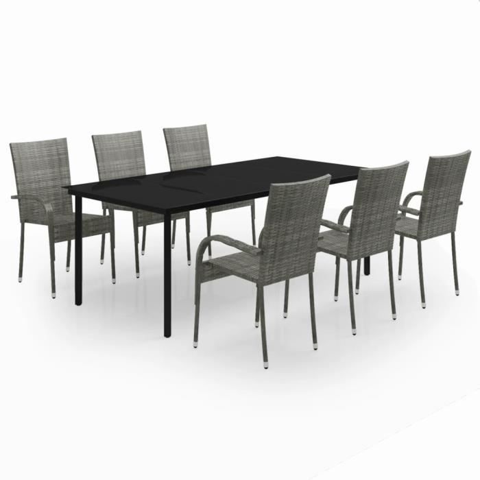 vidaXL Ensemble à manger de jardin 7 pcs et - vue 2