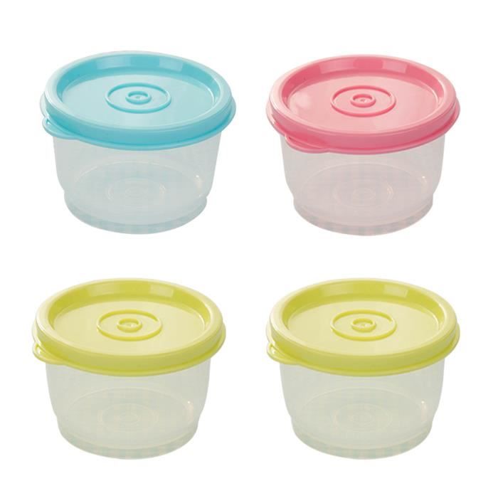 4 pcs petit bac à légumes rond étanche en plastique scellé bol