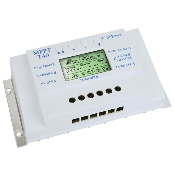 Contrôleur de solaire - VVIKIZY - T40A - MPPT 12V/24V - 40A - Écran LCD ...