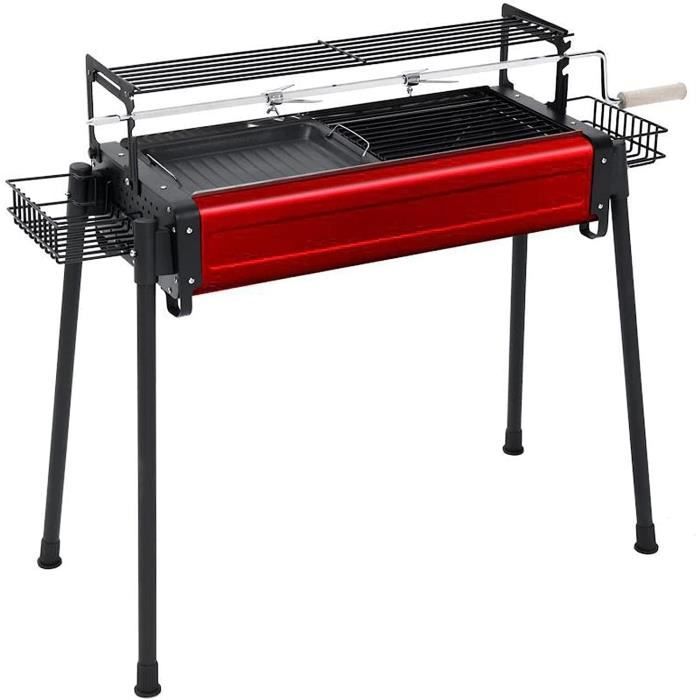 Barbecue Charbon De Bois Portable 35x27x20 Cm - Grille Acier, Trous Ventilation - Pour Table, Balcon, Camping
