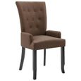 JM 1pc Chaise de salle à manger Design Scandinave avec accoudoirs Marron Tissu 54x56x106cm|4149-1