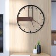 Horloge Murale Quartz Antique 43cm 3D Bois Metal Design Moderne Cadre métal aiguilles en bois -1