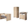 Chambre bébé trio NIKO - Lit 70x140 cm + Commode à langer 2 portes + Armoire 2 portes - Décor chêne naturel - TRENDTEAM-1