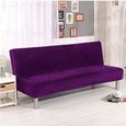 AWY21007-Housse de Canapé-lit  Elastique sans Accoudoirs Housse de Clic Clac Couverture de Couleur Solide Violet-1