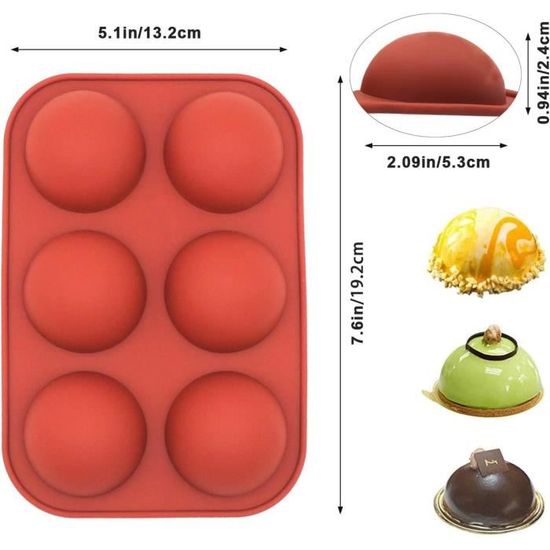 Lot De 2 Moules Silicone Semi-Sphérique 6 Cavités + Pipette - Gâteaux & Chocolats