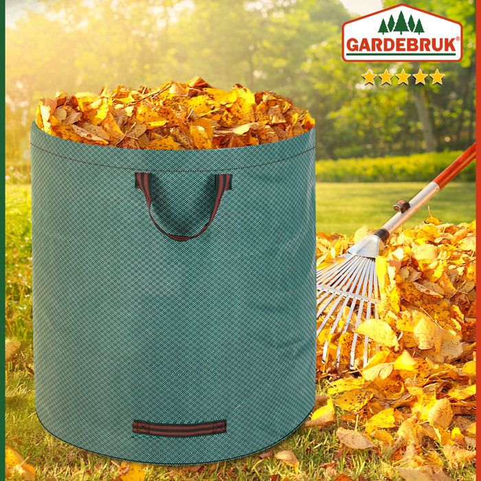 GARDEBRUK 2x Sac Jardin 280L Charge Max 50kg - Sacs Déchets Verts Doubles Coutures 3 Poignées Feuilles Herbes