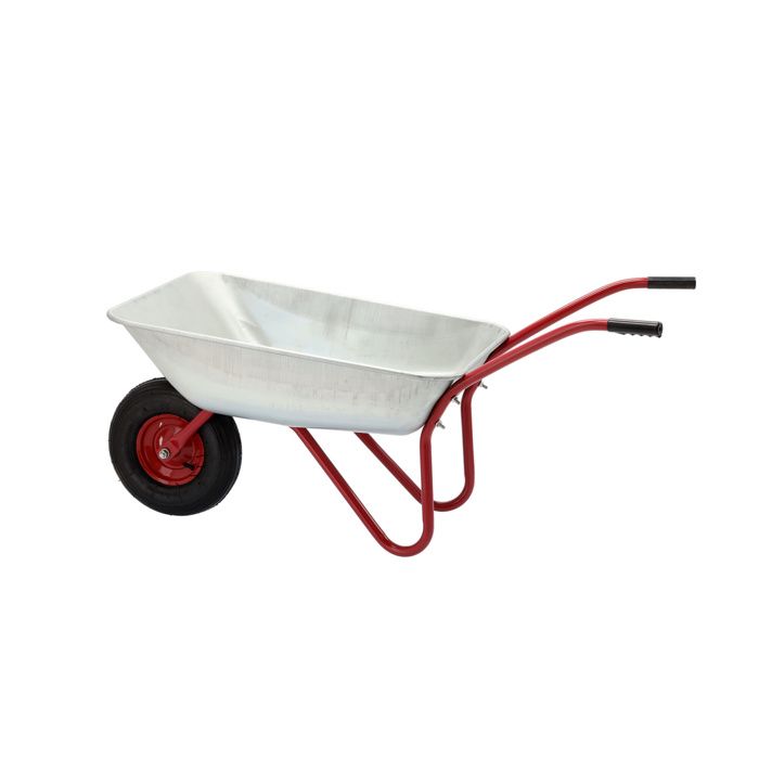 Brouette En Acier Galvanisé Werka Pro 65 Litres - Roue Gonflée 80kg Charge