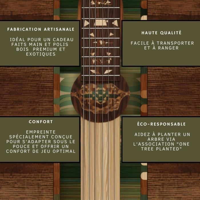 Lot De 4 Plectres En Bois Noble Artisanal Éco-Responsables - Médiators Premium Pour Guitare, Basse Et Ukulélé