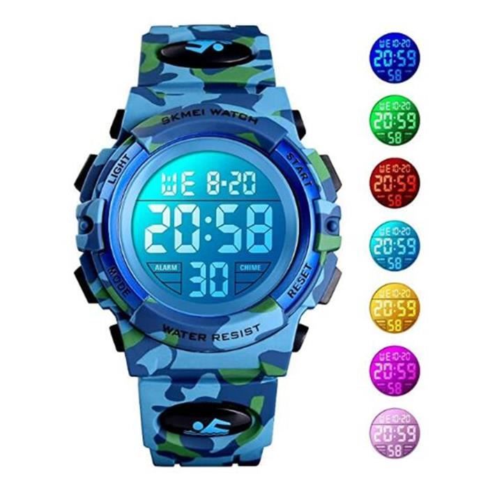 KZKR Montre Num rique pour Enfant Gar on Chronom tre 12 24H avec