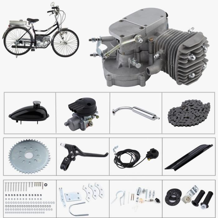 Kit moteur 2 temps pour vélo à essence, 100cc/80cc, Accessoires pour moteur  de bicyclette, Kit d'embrayage pour bricolage - AliExpress