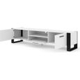 Mueble TV Stand Hi-Fi Nuka 200 cm Blanc Mat Salon Commode-2