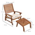 Ensemble de 2 fauteuils relax de jardin avec repose-pied coussins assise-2