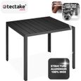 TECTAKE Table de jardin MAREN Résistant aux intempéries et aux UV Surface de la table en aspect bois - Noir-2