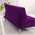 AWY21007-Housse de Canapé-lit  Elastique sans Accoudoirs Housse de Clic Clac Couverture de Couleur Solide Violet-2
