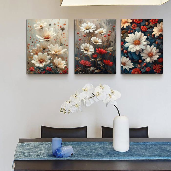Tableau Sur Toile Fleurs Et Rue Moderne – Décoration Murale Élégante 70x50 Cm Pour Salon, Chambre Ou Cuisine