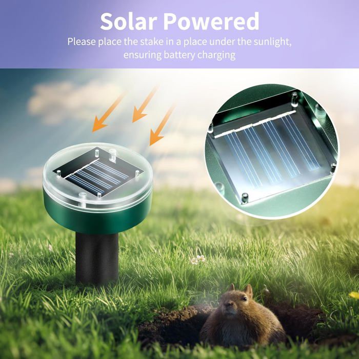 Lot De 4 Piquets Répulsifs Solaires Anti Taupes Et Campagnols - Sonique Jardin