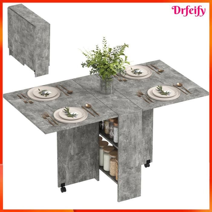Table pliante extensible - AKOZON - 8927 - 2 étagères intégrées ...