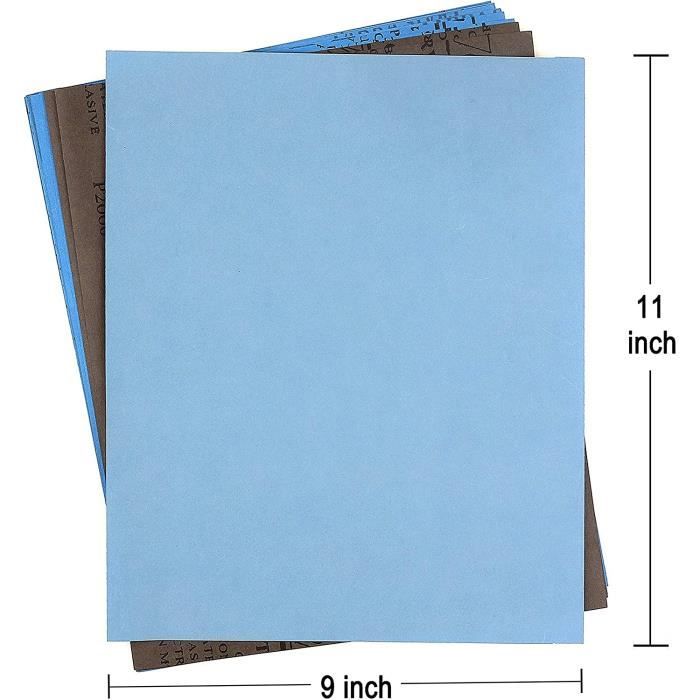 Lot de 12 papiers de verre, papier de verre 23 x 28cm humide sec 1000/1500/ 2000/3000/4000/5000 (2 x 6) feuilles/grains