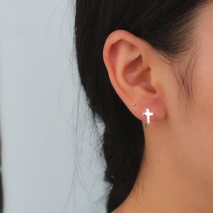 Boucles D'oreilles Argent Croix – Bijou Vintage Chic, Super état!