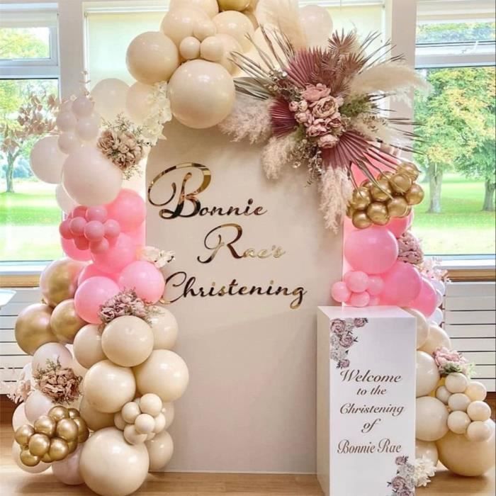 Kit Arche Ballon Anniversaire Fille Rose, Ballon Rose et Argenté pour