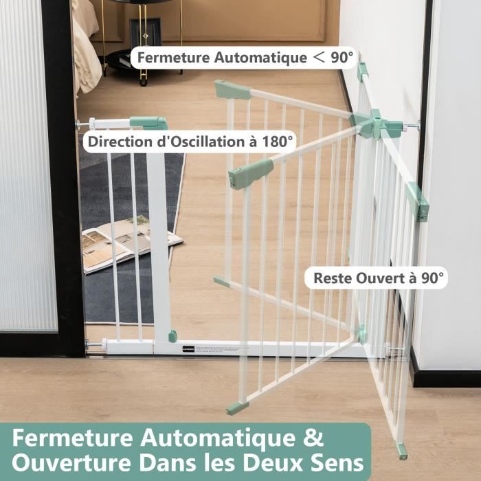 COSTWAY Barrière de Sécurité Extensible Enfant à 140CM Porte