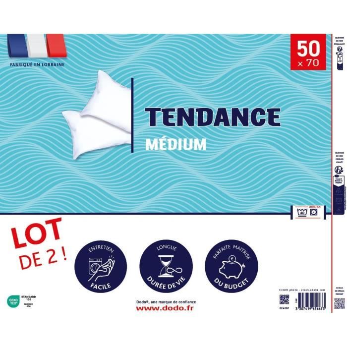 Oreiller 50x70 Cm Lot De 2 - Qualité Hôtelière Luxe - Moelleux Et Respirant Pour Dormeurs Côté, Dos, Ventre