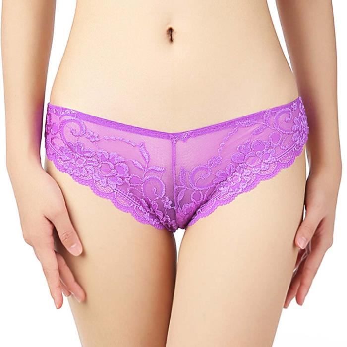 Culotte Femmes Sexy Dentelle Transparent Respirant Culottes Douces Lingerie Sous vetements Pourpre Cdiscount Pret a Porter