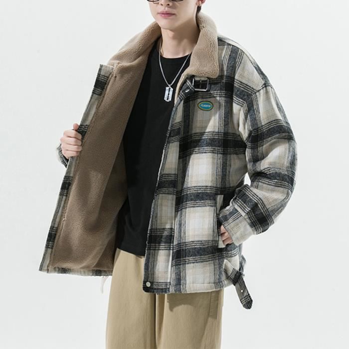 Veste carreaux homme fourrure sales