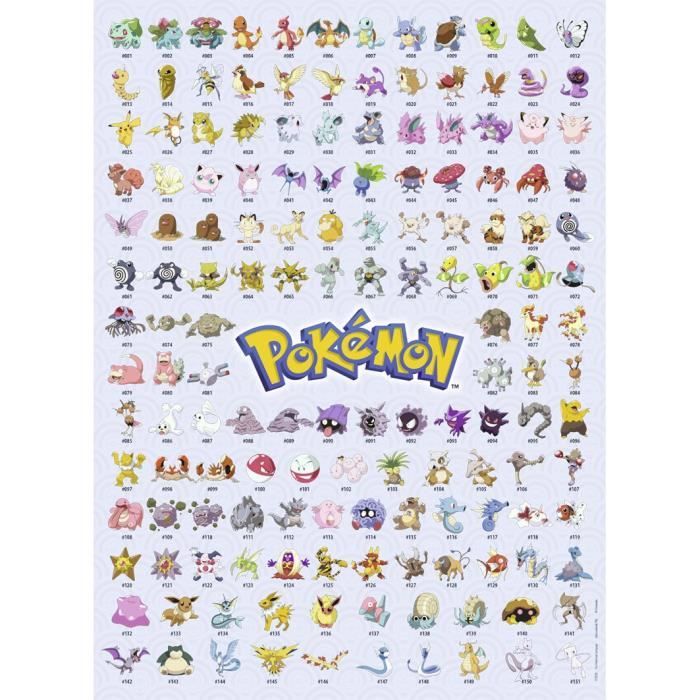 Puzzle Pokémon Pokédex 1ère génération 500 pièces - Ravensburger - Dessins  animés et BD - Adulte - Cdiscount Jeux - Jouets