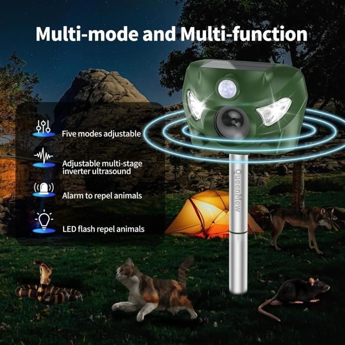 Répulsif Chat Solaire, Répulsif Animaux à Ultrasons à 360° Repulsif Répulsif Chat Solaire, Répulsif Animaux à Ultrasons à 360° Repulsif
