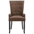 JM 1pc Chaise de salle à manger Design Scandinave avec accoudoirs Marron Tissu 54x56x106cm|4149-3