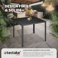 TECTAKE Table de jardin MAREN Résistant aux intempéries et aux UV Surface de la table en aspect bois - Noir-3