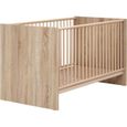 Chambre bébé trio NIKO - Lit 70x140 cm + Commode à langer 2 portes + Armoire 2 portes - Décor chêne naturel - TRENDTEAM-3