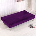 AWY21007-Housse de Canapé-lit  Elastique sans Accoudoirs Housse de Clic Clac Couverture de Couleur Solide Violet-3