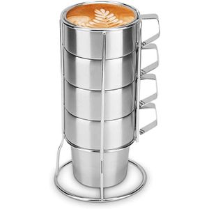 Libken Set De 4 Tasses Empilables Vertes Avec Support Métal – Design Scandinave Effet Saupoudré